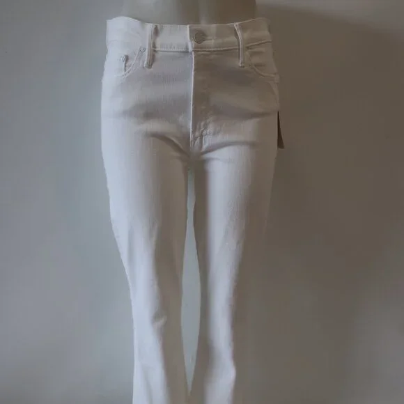 NWT Womens Mother (Item-85) White Insider Crop Step Fray Fairest All Jeans 31